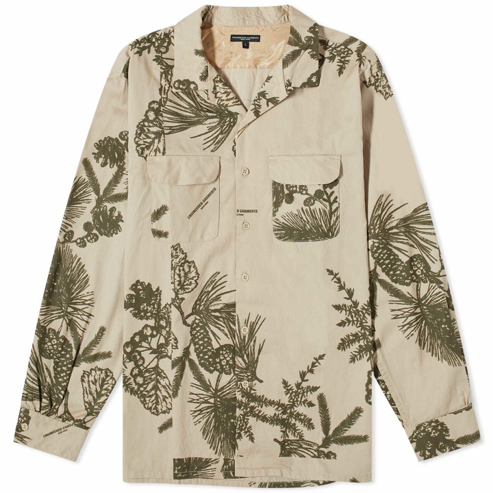 Photo: Engineered Garments Men's Classic Shirt in White/Khaki Pinecone Twill