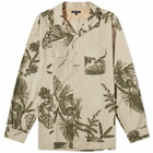 Engineered Garments Men's Classic Shirt in White/Khaki Pinecone Twill