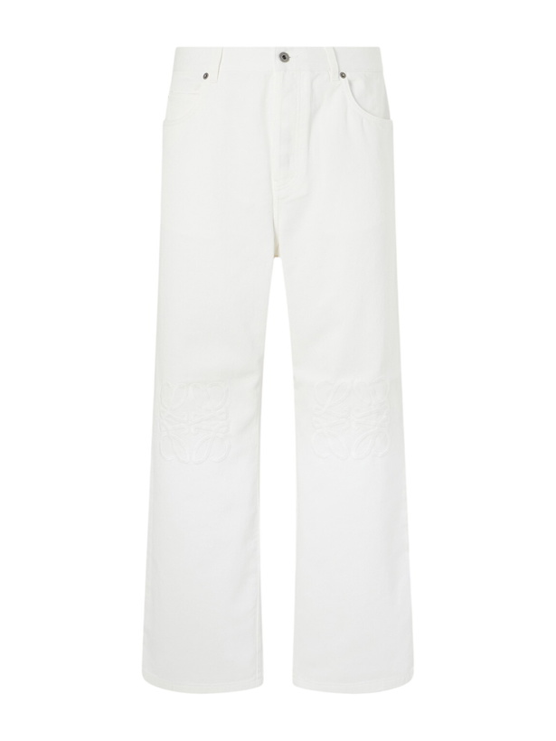 Photo: LOEWE - Wide-Leg Anagram-Embroidered Jeans - White