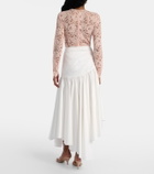 Self-Portrait Asymmetric cotton poplin midi skirt