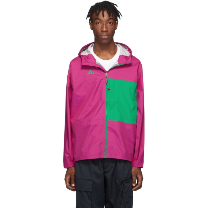 Photo: Nike Pink and Green ACG Packable Rain Jacket