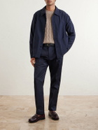 NN07 - Tapered Pleated Organic Cotton-Blend Twill Trousers - Blue