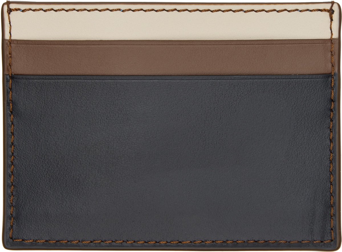 Lanvin Black & Brown 'Tricolor' Leather Card Holder