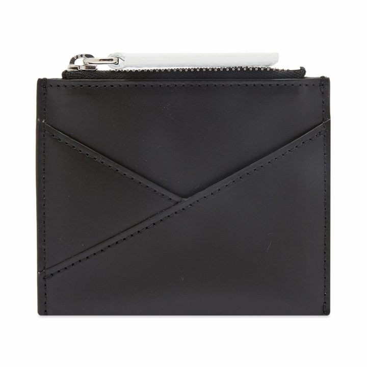 Photo: MM6 Maison Margiela Men's Crossover Calf Leather Zip Cardholder in Black