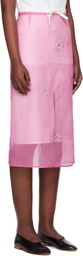 AO Yes Pink Layered Sheer Print Midi Skirt