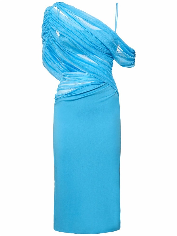 Photo: CHRISTOPHER ESBER - Magnetica Asymmetric Veiled Midi Dress