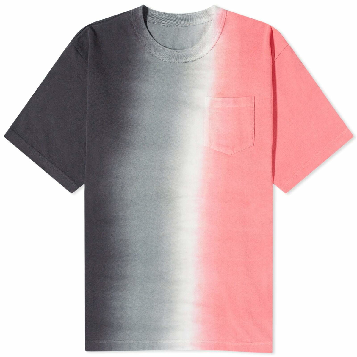 Sacai Men's Tie Dye T-Shirt in Charcoal Grey/Pink Sacai