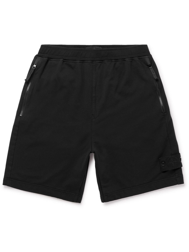 Photo: Stone Island - Logo-Appliquéd Cotton-Blend Jersey Cargo Shorts - Black