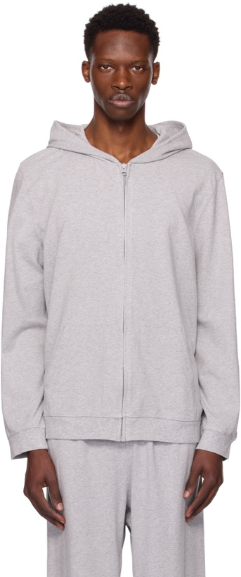 Photo: SKIMS Gray Jersey Lounge Zip Up Hoodie