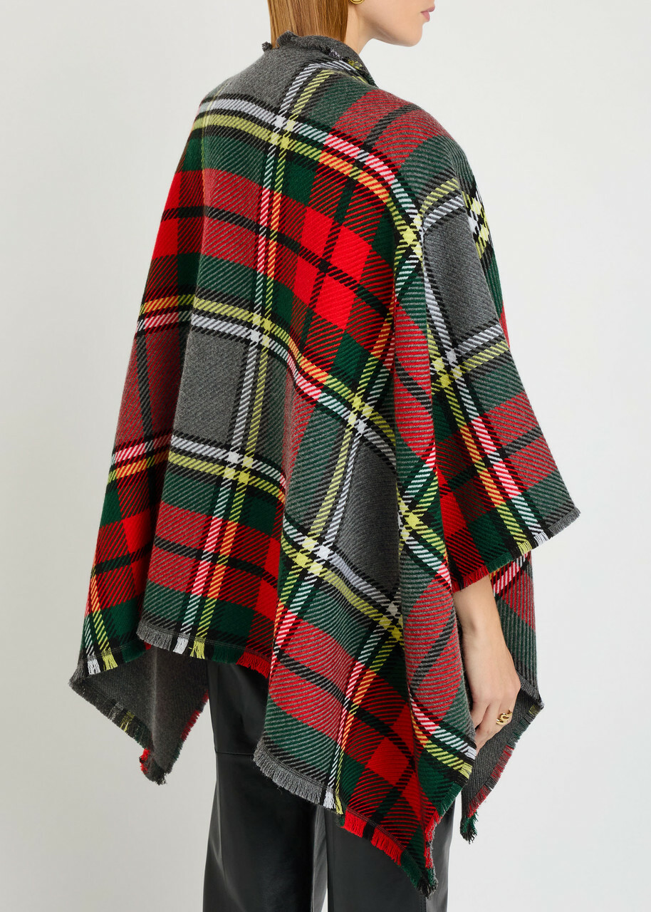 Vivienne Westwood Reversible Tartan Wool Poncho - Red - One Size