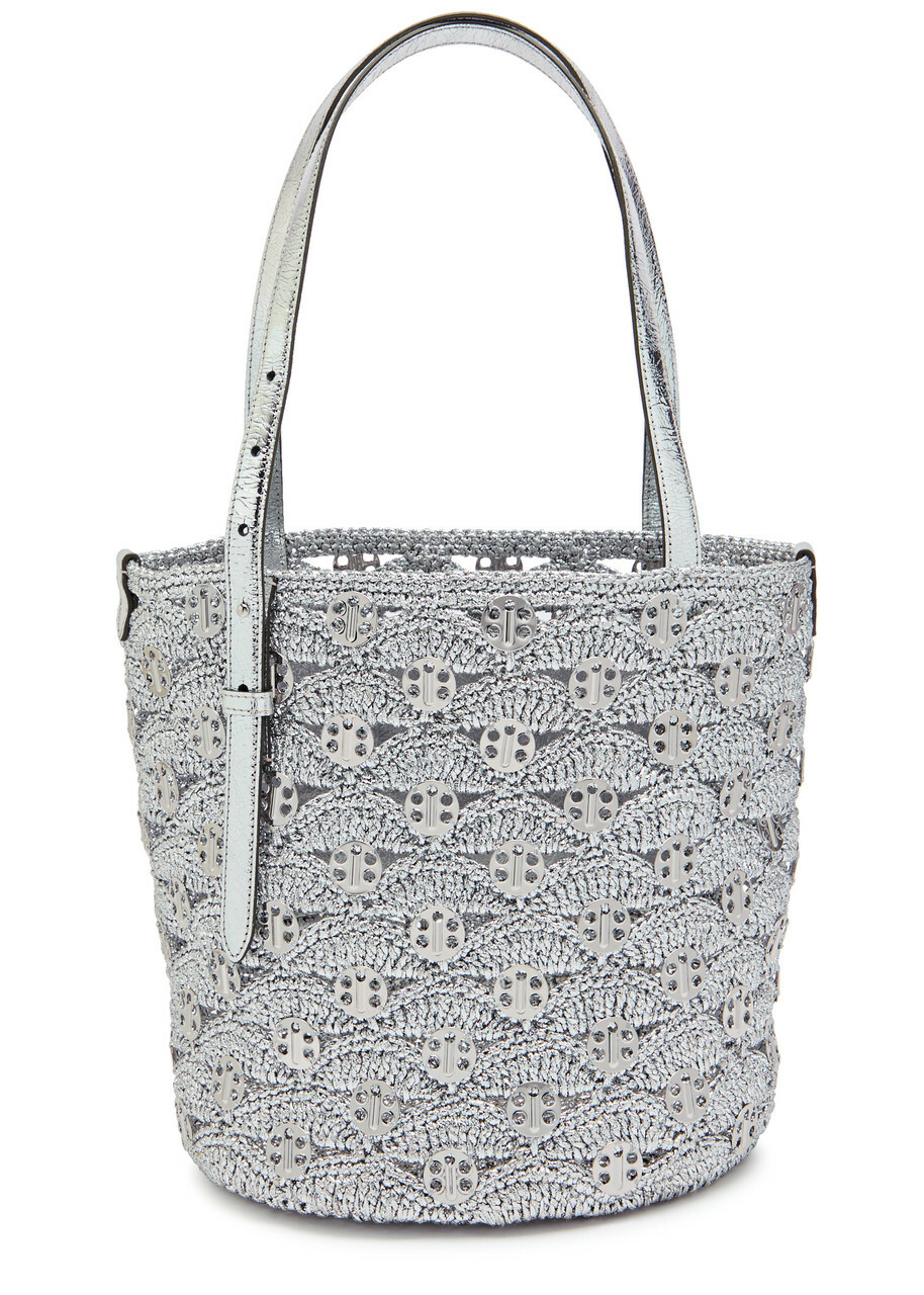 Rabanne Embellished Lurex Raffia Tote - Silver - One Size