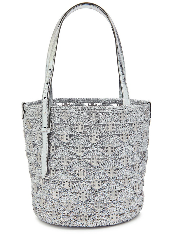 Photo: Rabanne Embellished Lurex Raffia Tote - Silver - One Size