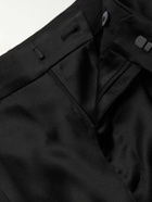 SAINT LAURENT - Wide-Leg Pleated Silk-Satin Trousers - Black