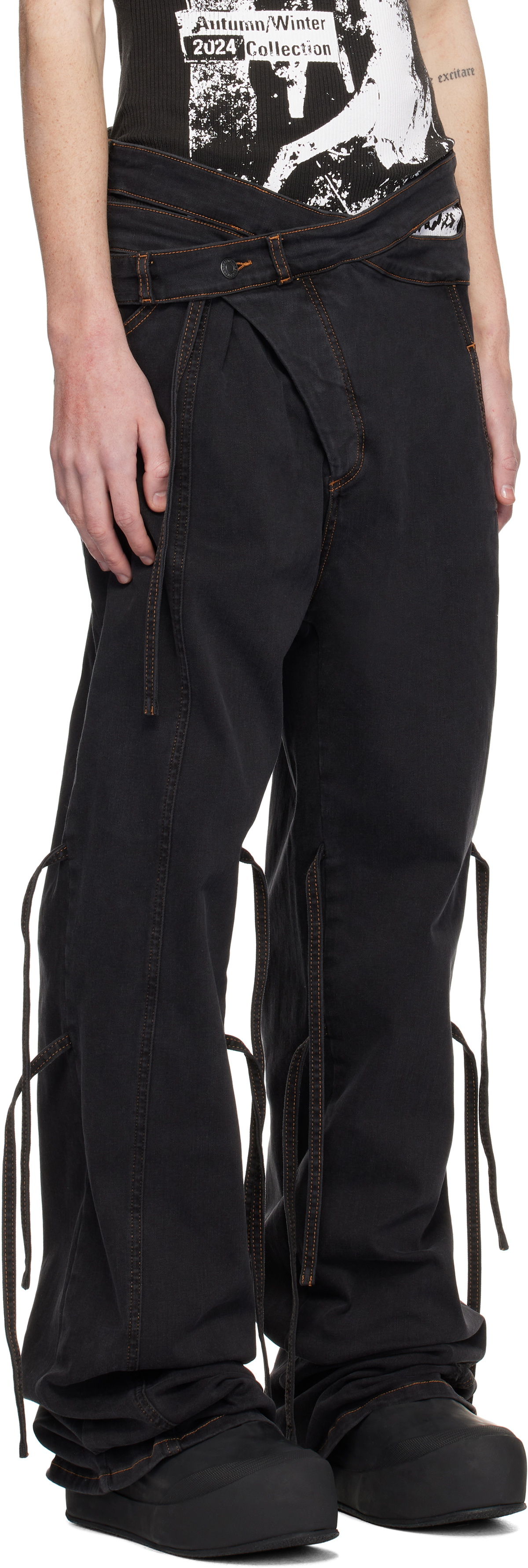 Ottolinger ブラックシグネチャラップジーンズ Ottolinger Black Signature Wrap Jeans Ottolinger