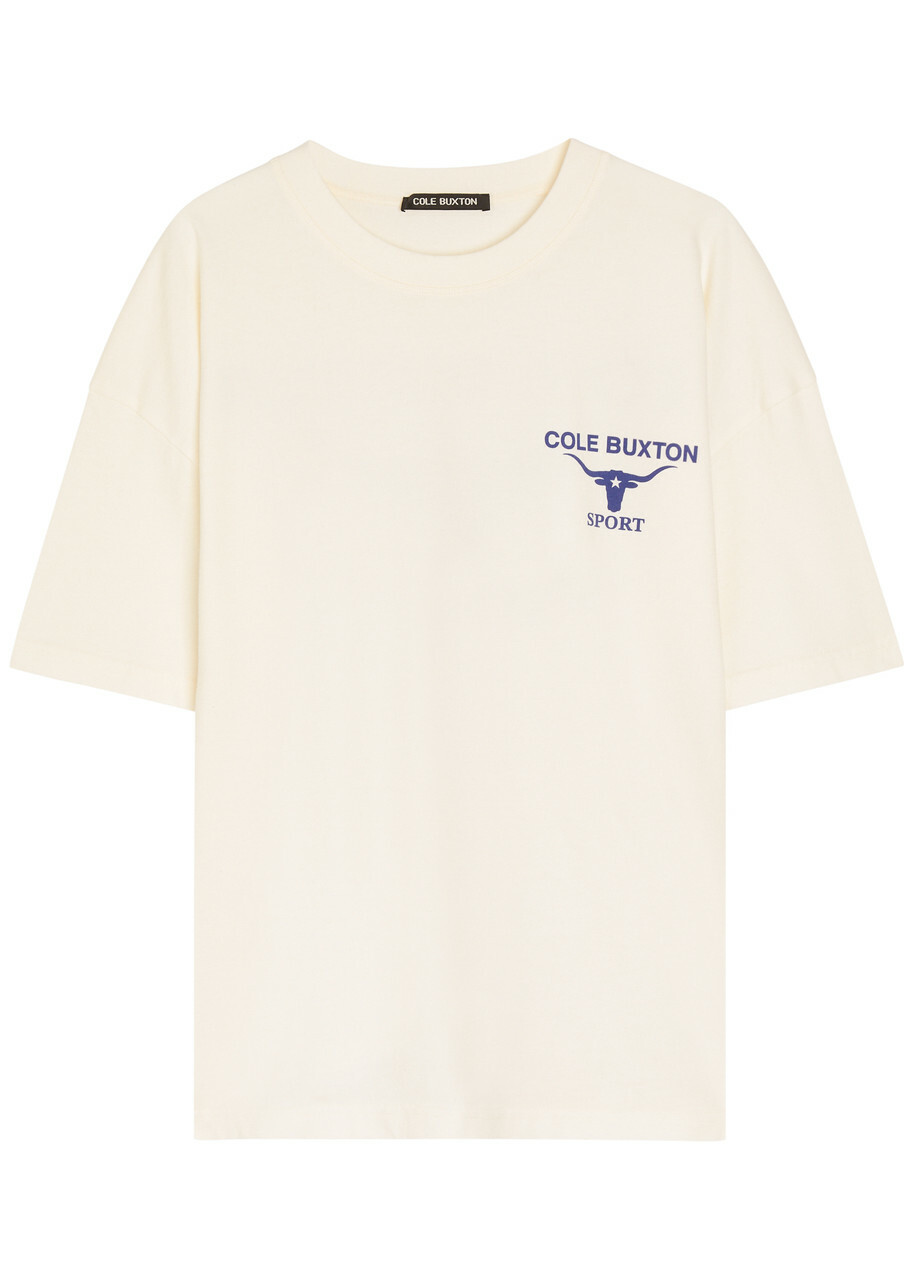 Cole Buxton Longhorn Printed Cotton T-shirt White