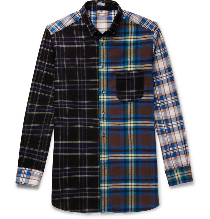 Photo: Loewe - Eye/LOEWE/Nature Button-Down Collar Patchwork Checked Cotton-Flannel Overshirt - Multi