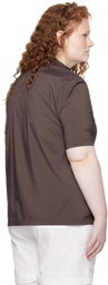 AMOMENTO Brown Mock Neck Half Zip T-shirt