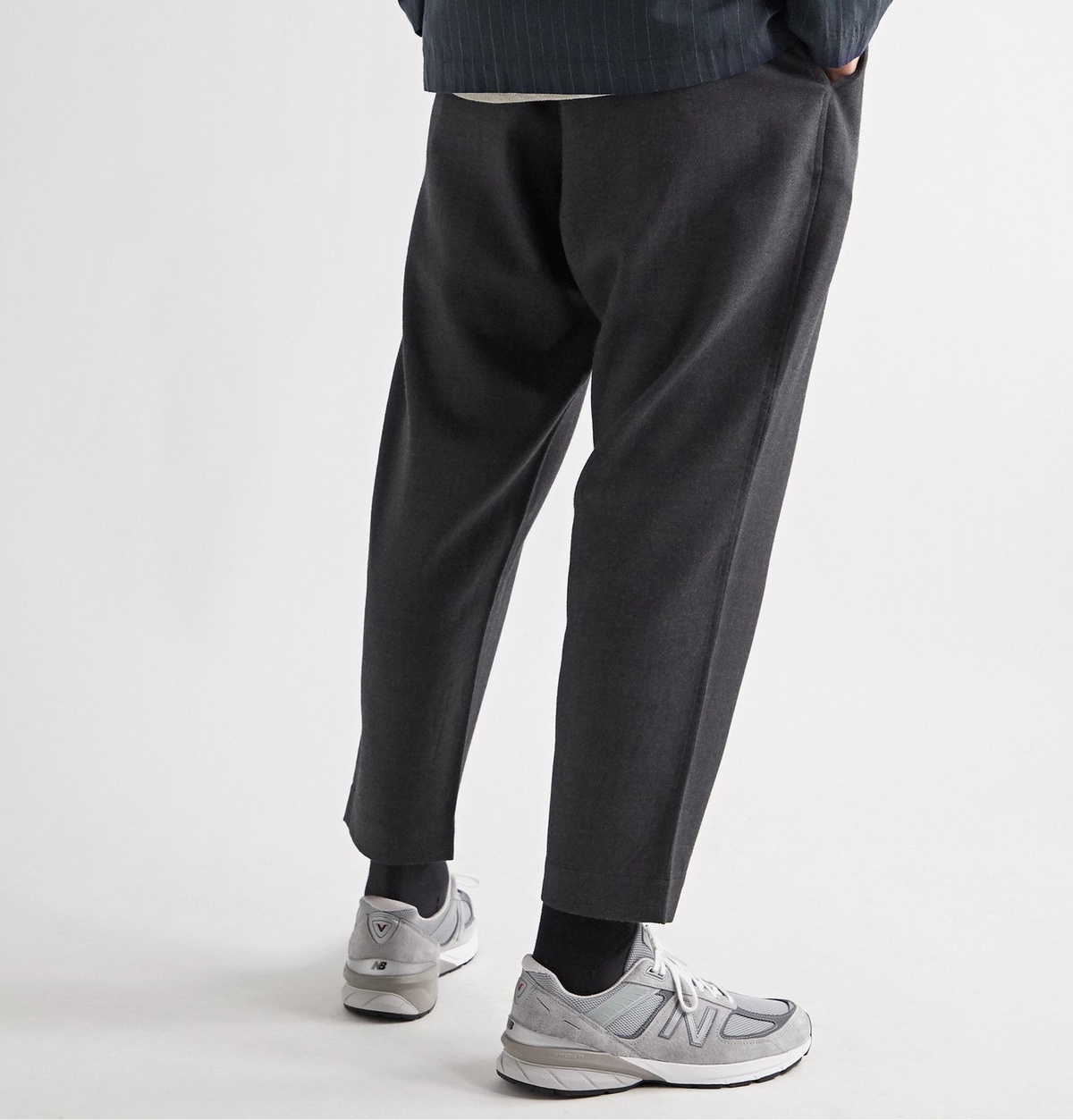 Universal Works - Tapered Pleated Mélange Wool-Twill Trousers - Gray ...