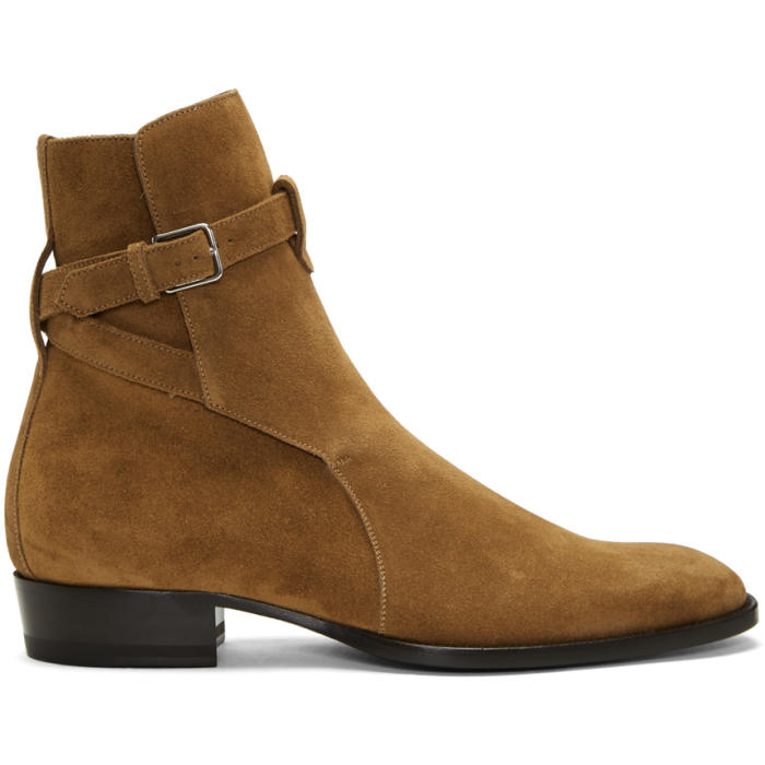 Photo: Saint Laurent Tan Suede Wyatt Jodhpur Boots