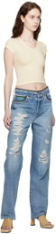FRAME Blue Julia Sarr-Jamois Edition Baggy Low Rise Straight Jeans