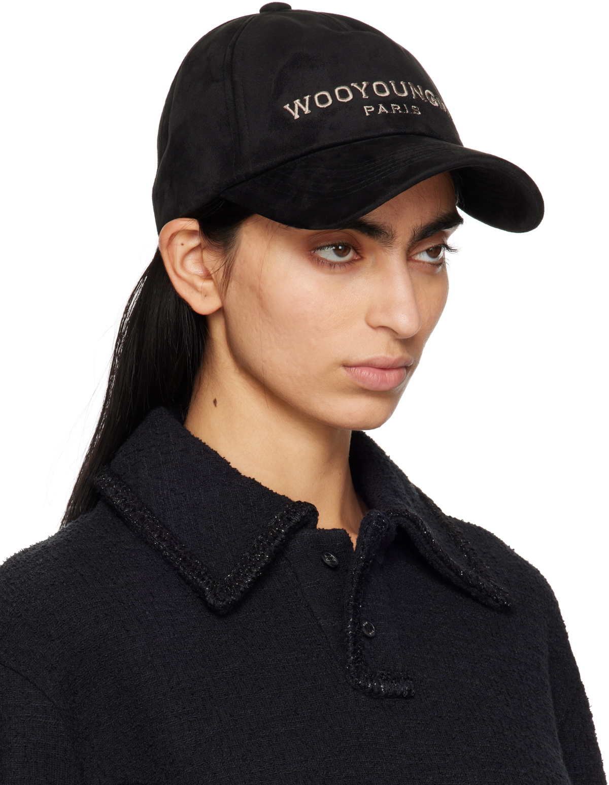 WOOYOUNGMI Black Embroidered Cap