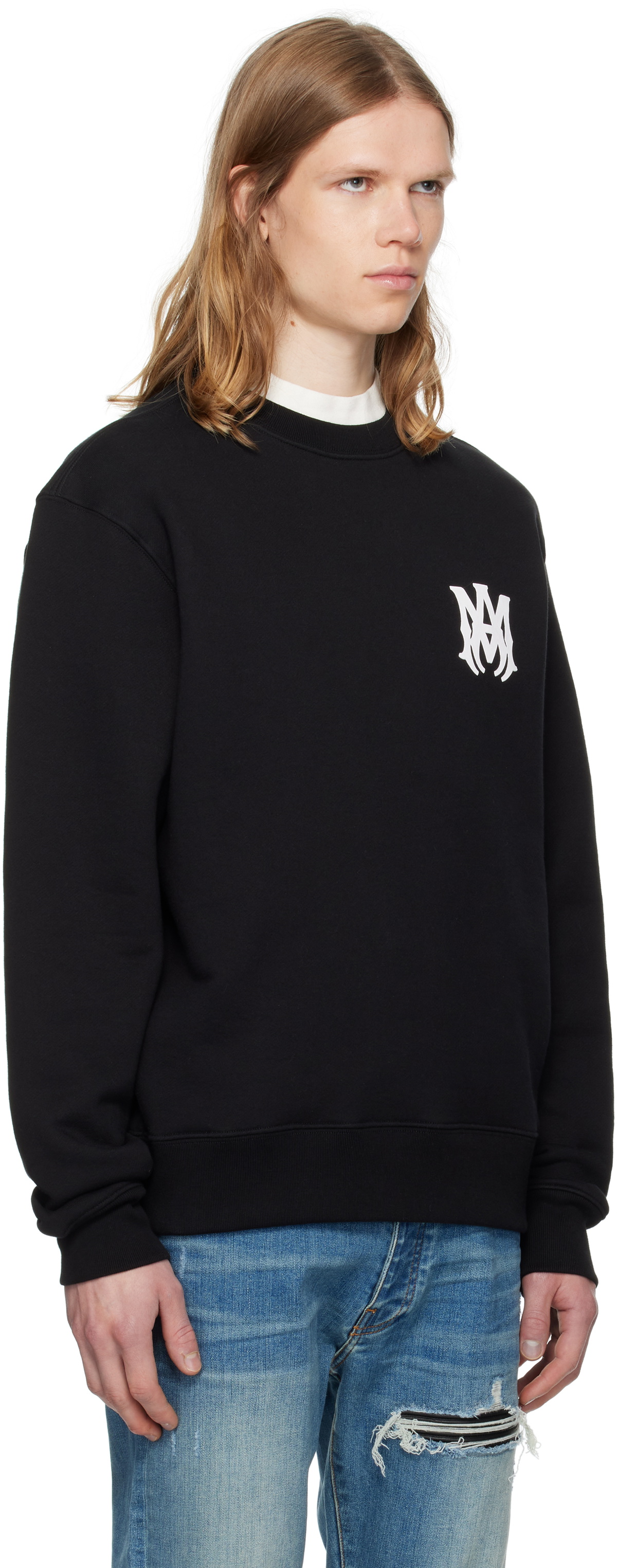AMIRI Black MA Core Logo Crew Sweatshirt