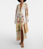 Camilla Cutout floral linen kaftan
