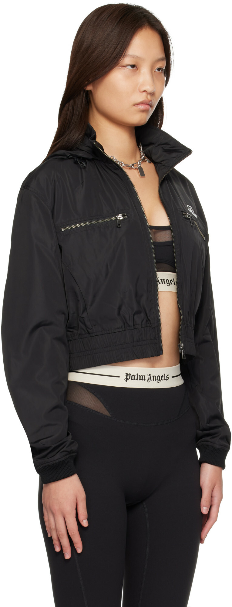 Palm Angels Black 'Palm' Sway Windbreaker Jacket