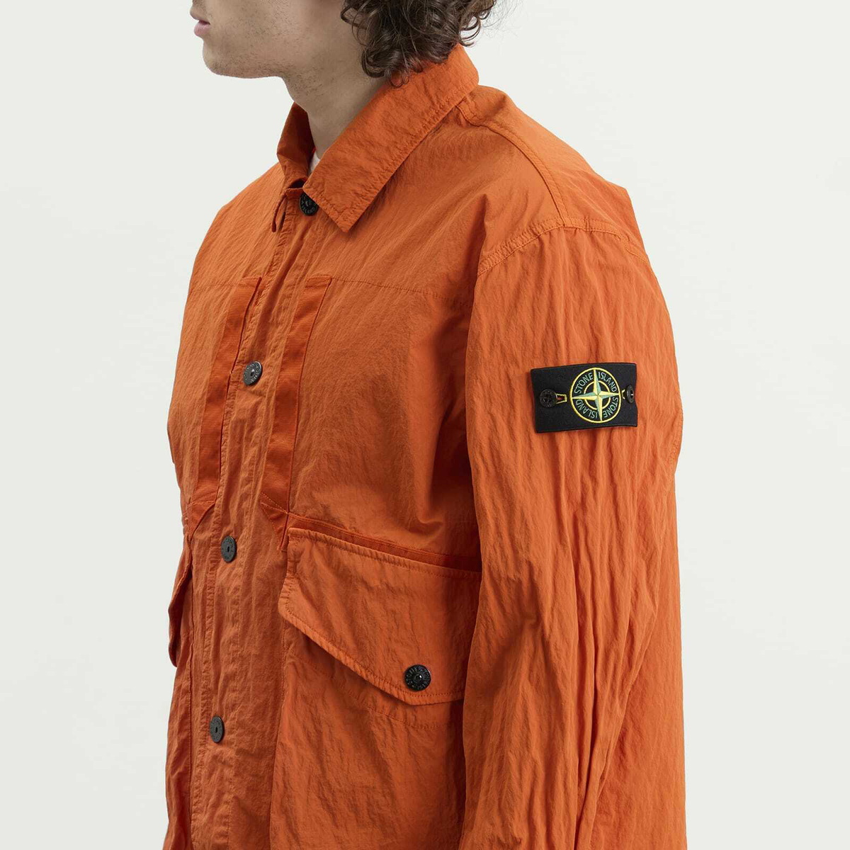 Stone Island Men's Warp Rib Nylon-TC Coach Jacket in Burnt Orange