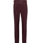 Rubinacci - Manny Tapered Pleated Wool-Flannel Trousers - Men - Merlot