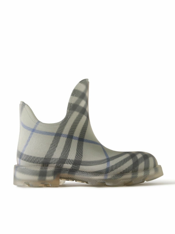 Photo: Burberry - Checked Rubber Ankle Boots - Gray