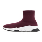 Balenciaga Burgundy and White Graffiti Sole Speed High-Top Sneakers