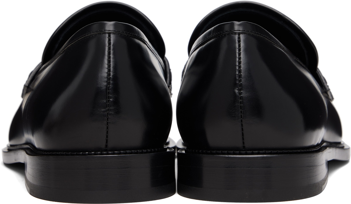 Versace Black 'V' Leather Loafers