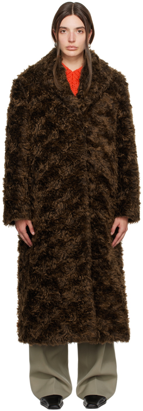 Jil Sander Brown Fuzzy Coat Jil Sander