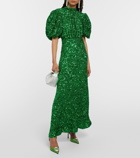 Rotate Birger Christensen Embellished puff-sleeve maxi dress