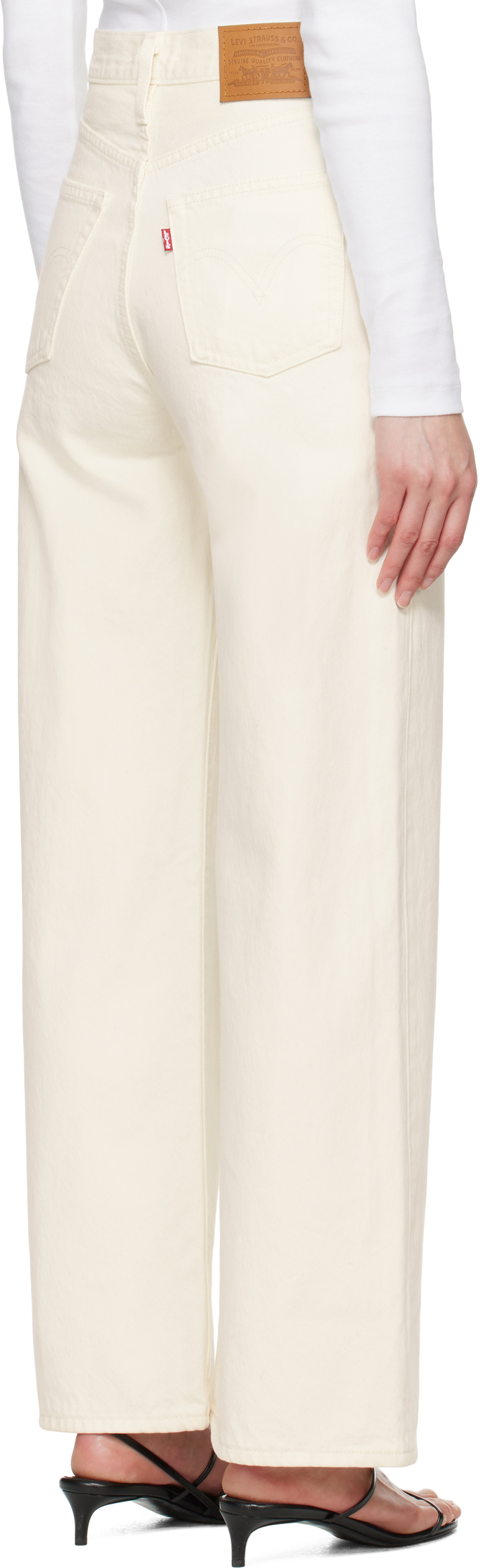 Levi's Off-White Ribcage Wide Leg Jeans