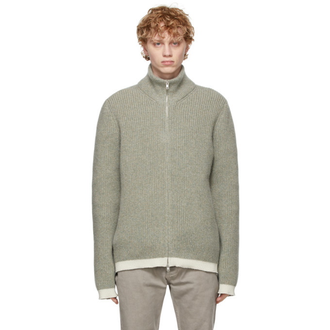 Photo: Maison Margiela Grey Alpaca Knit Zip-Up Sweater