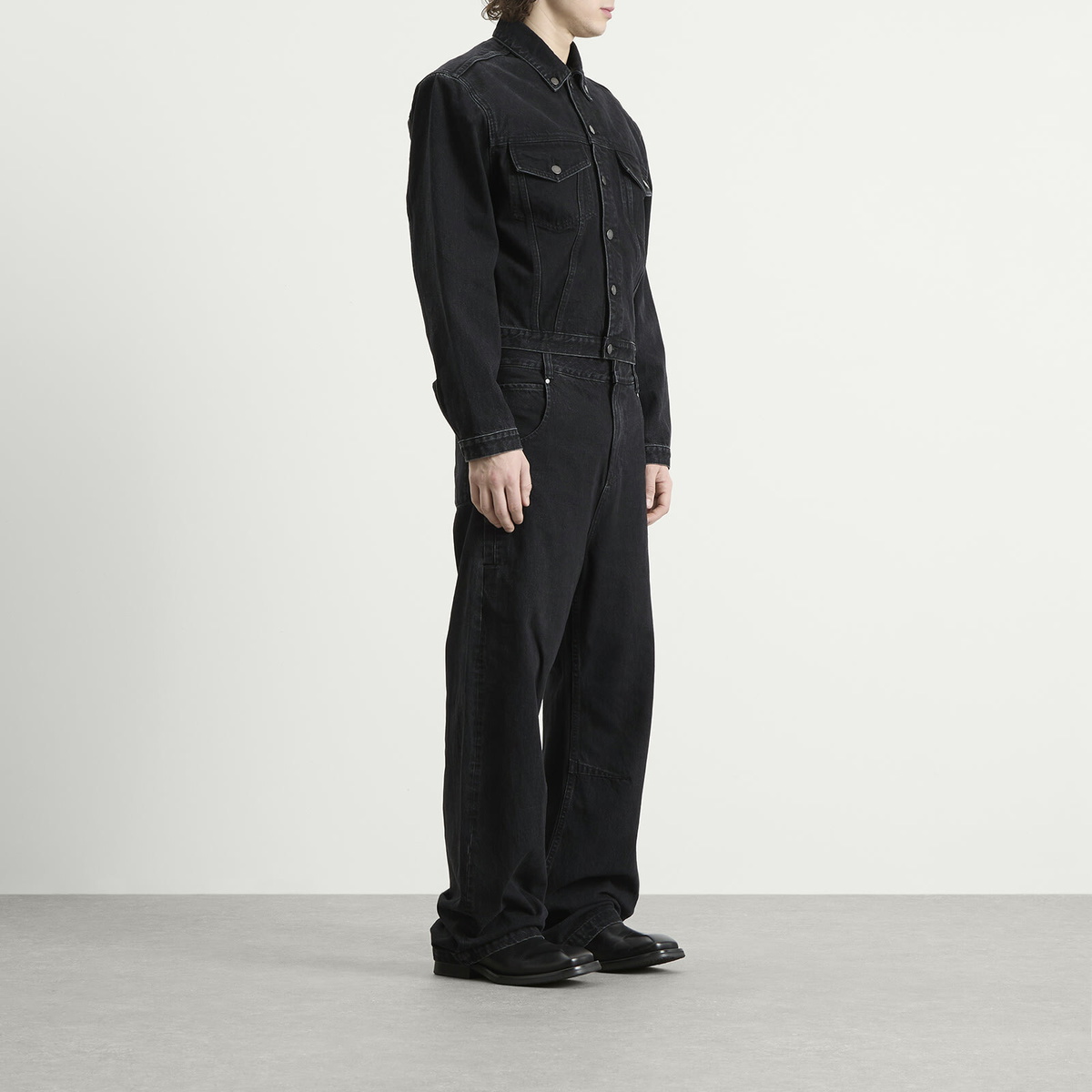 Entire Studios Men's Shrunken Denim Jacket in Magnetite