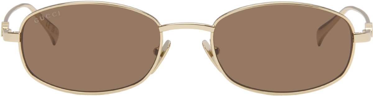 Gucci Gold Oval Frame Sunglasses