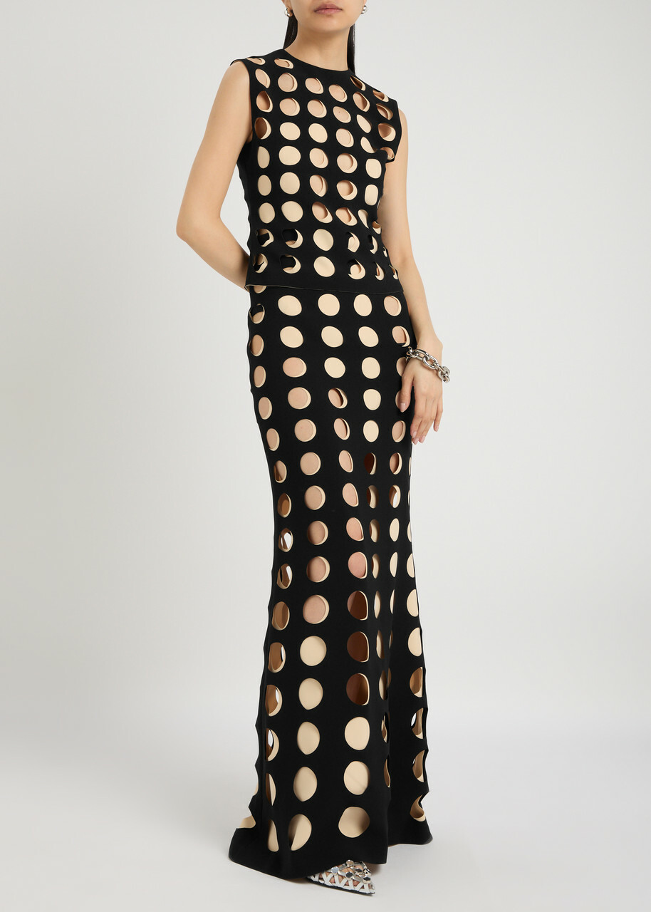 awake mode laser cut dress A.W.A.K.E. Mode Laser-Cut Crepe Maxi Dress In Ivory - 40% Off
