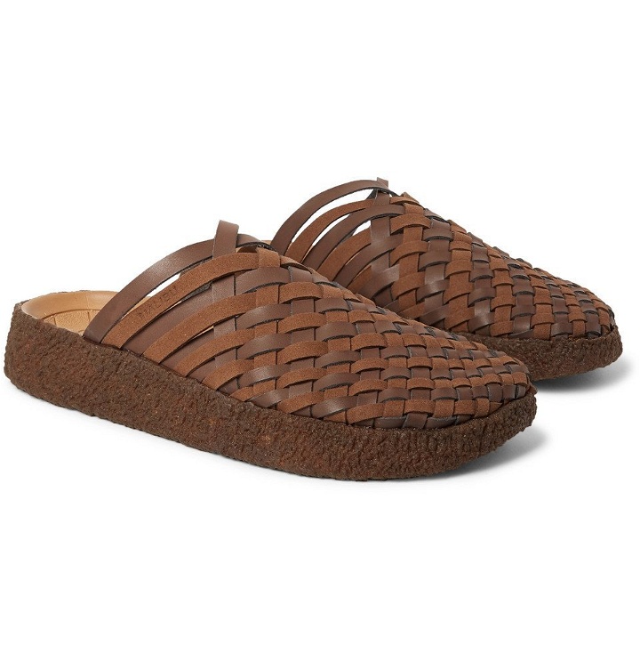 Photo: Malibu - Colony Woven Faux Suede and Leather Sandals - Men - Dark brown
