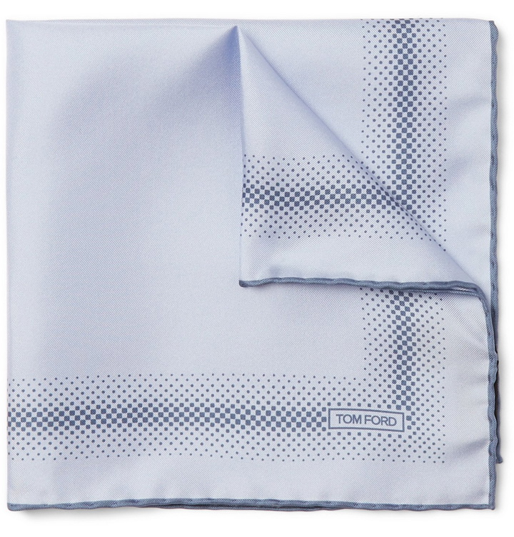 Photo: TOM FORD - Printed Silk-Twill Pocket Square - Blue