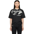 Diesel Black Distressed Flocked Logo T-shirt