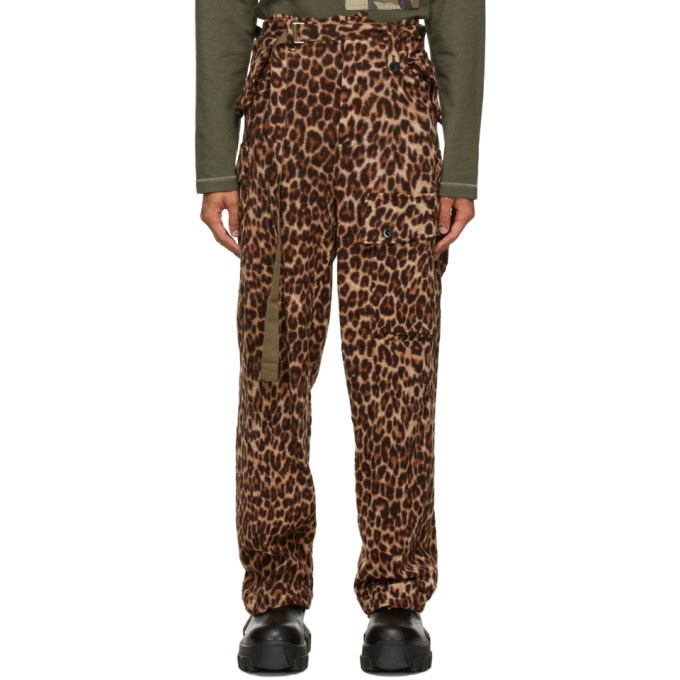 Photo: Sacai Brown Wool Leopard Solid Shrivel Trousers
