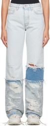 Heron Preston Blue Layered Jeans