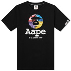 AAPE Men's Multi Camo Moon Face T-Shirt in Black