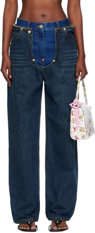 Photo: Pushbutton Navy Blooming Layered Washed Jeans