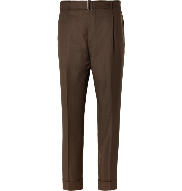 Photo: Officine Generale - Hugo Tapered Pleated Wool Trousers - Brown