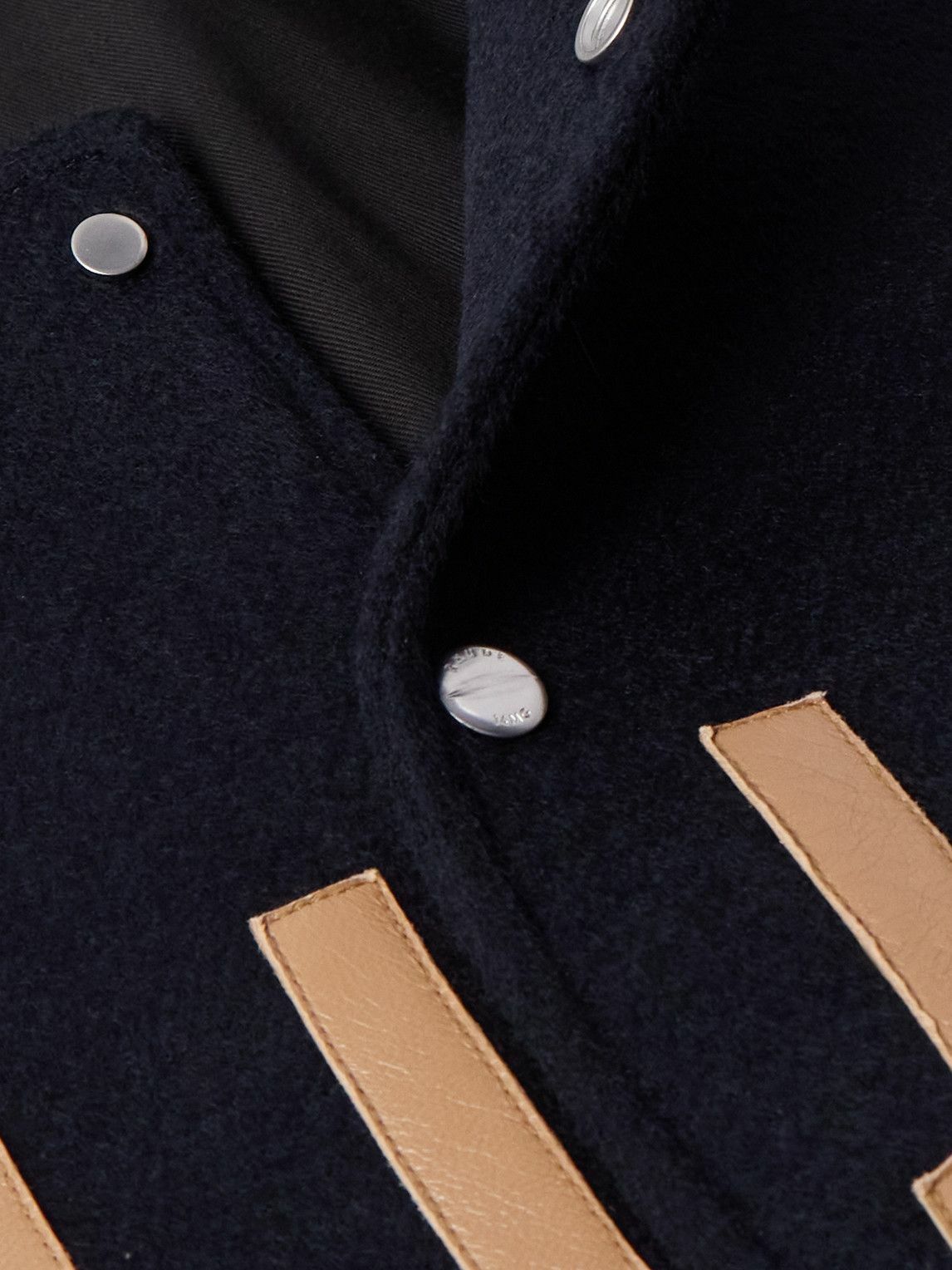 Rhude - Logo-Appliquéd Wool-Felt and Leather Varsity Jacket - Blue