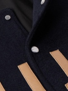 Rhude - Logo-Appliquéd Wool-Felt and Leather Varsity Jacket - Blue